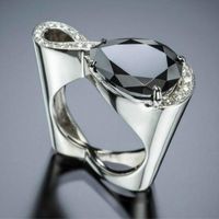 Casamento Anéis Mulheres Senhoras Original Geométrico Elegante 8 Forma Preto Cúbico Zircônia Anel de Pedra 2021 Engajamento da Moda para Feminino