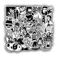 Car sticker 10/50pcs Black and White Stickers for Kids Laptop Skateboard Bicycle Motorcycle Cool JDM Car Styles Sticker Bomb Bumper Decals