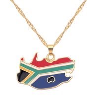 Anhänger Halsketten Südafrika Charm National Flag Map Halskette Männliche Weibliche Goldfarbkette Modeschmuck Chic Kragen Zubehör