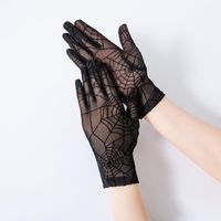 Pięć palców Rękawice UV Ochrona siatki Koronki Ręcznie Pokrywa Tatuaż Up Spider Web Outdoor Sport Full Finger Rękawica na lato
