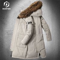Down Jacket Men's Fashion Outdoor Workwear Style Long Puffer Jackets Faux Fur Collar Thick Warm Winter White Duck Down Coats 220124