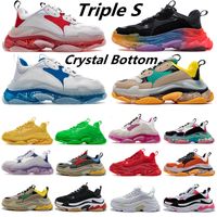 Top Quality Paris Triple S sneakers Casual Shoes 17FW for men Women Triple-S Old Dad Platform Black White Crystal clear sole Bottom Fashion Trainers Size 36-45