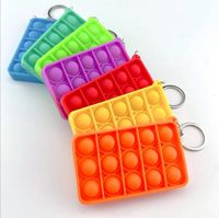 Empurre Bubble Fidget Brinquedos Simples Keychain Forma Quadrado Stress Knapsack Relatório Pingente Chave Titular Presente de Natal