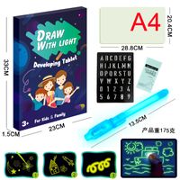2022 desenhar com luz divertimento pintura brilho-em-the-escuro tablet crianças fulgam mágica placa fluorescente 3d prancha