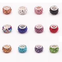 100 pcs polímero argila rhinestone solta contas encantos coloridos grandes buracos cordiais para braceletes fazendo achados de jóias mix atacado