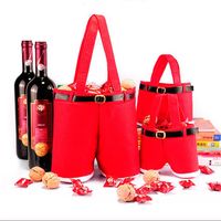 Christmas Merry Treat Candy Wine Bottle Bag Santa Claus Suspender Pants Trousers Decor Gift Bags a21
