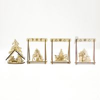 Decorações de Natal criativas artesanato de madeira de mesa Hollow out em emenda ornamentos de madeira