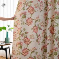 Perde Drapes Pastoral Stil Ortanca Perdeleri Amerikan Çiçek Spun Ipek Baskı Yarı Karartma Oturma Odası Yatak Odası # 35