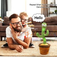 DHL Dancing Cactus 120 Song Speaker Talking USB Charging Voice Repeat plush Cactu Dancer toy talk Plushie Stuffed toys for Baby Girl Wholesale DD