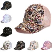 Home Women summer mesh cap breathable caps Korean Sequin baseball cap versatile fashion sunshade sun hat Party Hats ZC014