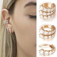 Moda Daimty Altın Kaplama Kristal Zirkon Katmanlı Kulak Manşet Küpe Kadınlar için Küpe Kulak Klip Yok Piercing Küpe Takı