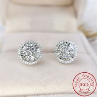 Charm 18K Gold Lab Diamond Stud Earring Real 925 sterling si...