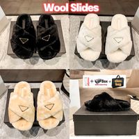 Diseñador Zapatillas de lanas de lujo para mujer Diapositivas de mujeres triángulos de esmalte Travellera con zapatos de caja de OG Bolsa de zapatos de invierno Blanco negro Blanco Comience Zapatillas de moda 35-40
