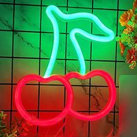 LED Neon Signs Hanging Double- Cherry Red Pink Night Decorati...