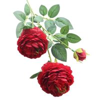 Dekorative Blumen Kränze Künstliche Pfingstrose 3Heads Lebensleine Retro Seide Tee Rose Blumenstamm Für Party Hochzeit Schießerei Requisiten