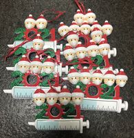2021 Decoración navideña adornos de cuarentena Regalo Familia de 1-7 cabezas DIY DIY Máscara de árbol Jeringa Dibujos animados Colgante Accesorios Artesanía con cuerda