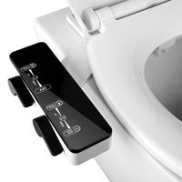 Bidéfäste för toaletten, icke-elektrisk självrengörande dubbelmunstycke med feminin tvättfärskt kallt vatten sprutare ultra-tunn svart