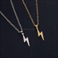 Pendant Necklaces & Pendants Jewelry Rinhoo Stainless Steel Necklace For Women Men Long Chain Small Lightning Party Ornament Gift Drop Deliv