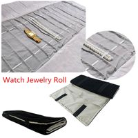 Fashion Portable Gray Black Grey Jewellery Roll Pack Dustproof Storage Roll Pack Necklace Watch Press on Nails Roll Jewlery Organizer