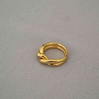 Korean east gate design simple double ring combination knot brass gold-plated trendsetter modern fashion woman