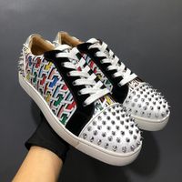 Top quality desugner lovers women men shoes luxury Low top print nipple pair sneakers with small rivets