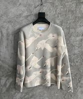 2021 Outono inverno Nova Alta Qualidade Sweater Moda Beautiful Swan Imprimir Design Puro Lã Material Luxo Mens Quente Pescoço Sweater