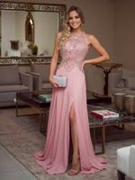 Custom Made Beaded Top Prom Dresses 2022 Side Split Sexy Lon...