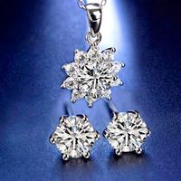 NYMPH Real Moissanite Diamond Set Include Pendant Necklace S...