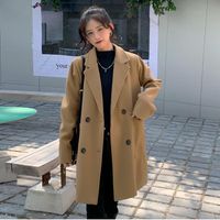 Giacche da donna Primavera 2022 Versione coreana allentata e versatile Piccolo uomo piccolo lungo lungo cappotto di lana lunga tweed donne