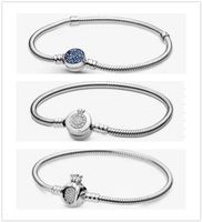925 Sterling Silver Frisado Strands Pulseira de Cadeia em forma de cobra Adequado para Pandora Charm Beads Ladies Jóias Moda Luxo Presentes