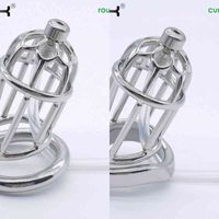 NXY Chastity Device Stainless Steel Cage with Urethral Catheter Male Penis Ring Lock Bondage Slave Cock Devices Bdsm Sex Toys for Men0106