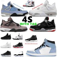 4 Beyaz Oreo 2021 BRED 25. Yıldönümü 11 Basketbol Ayakkabıları Concord ile 45 11S Cap ve Kıyafeti Sneakers Uzay Sıkışmaları 4S Birliği Çimento