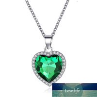 Classic Ocean Heart Necklace Green Blue Crystal necklace For Women Jewelry Necklaces & Pendants Wedding Valentine's Day Gifts  Factory price expert design Quality