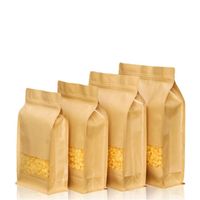 Kraft Stand Up Pouches Reusable Kraft Paper Packing Bag with...