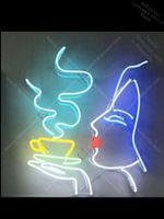 Andra belysningslampor Tubes Kaffe Lady Neon Signs Real Glass Tube Handcraft Light Sign Girl Bar Polis Signage Shop Fönsterljus