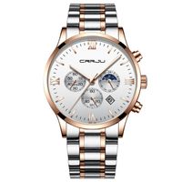 Crrju Top Mens Quartz Relógios Simples Moda Casual Vestido Aço Inoxidável Relógios 30M Diários Data à prova d'água Relogio relógios de pulso