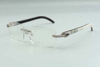 2021 Cuernos de búfalos híbridos naturales 3524012 Diseñadores de lujo Marco de gafas diamantes medianos, Tamaño: 36 -18-140mm