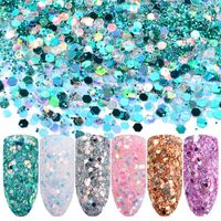 Nail Art Decorations 6 Färger Mix Size Glitter Mermaid Hexagon Sequins Scrub Polygon Manicure Shine Paillette