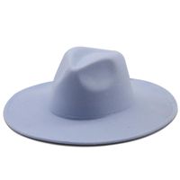 Breite Krempe Hüte Männer Frauen 9,5 cm Flat Großer Herbst Winter Wollfilz Fedora Hut Solid Unisex Cottonop Jazz Panama