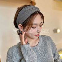 Women Elegant Solid Cross Soft Comfortable Woolen Headband O...