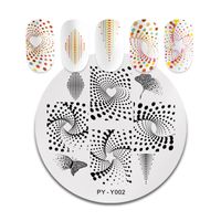 QualityPICT YOU Nail Stamping Plates Round Stainless Steel Geometric Butterfly Image Design Stamp Template DIY Nail Art Tools Y002
