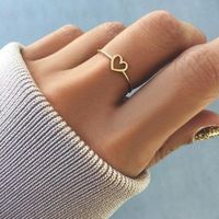 Bague d'amour en forme de coeur minimaliste pour femmes Bon ami cadeau rose amovers d'or peint simple doigt taille 5 -11