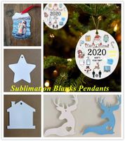 Blanks Sublimation Pendant Christmas Ornaments Hot Transfer Printing Metal Ornament Christmas Tree Decor with Red Hanging Rope for Holiday DIY 496