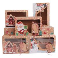 Presentförpackning 12 Pack Julkaka Boxar med fönster och taggar, Kraft Cupcake lådor, för att ge, julparty favör