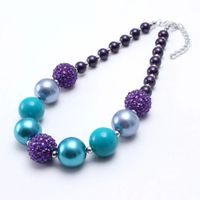 Joyería de moda niños dulce púrpura y azul grueso collar collar niño bubblegum perla collar de cuentas para el bebé de fiesta regalo de cumpleaños