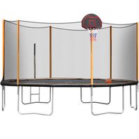 14ft gepoedercoat geavanceerde trampoline fitness bal set met basketbal hoepel inflator en ladder buitenste USPS VS stocka54