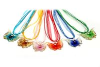 Groothandel 6 stks vlinder lampwork glazen hangers touw zijde ketting bohemen vrouwen sieraden