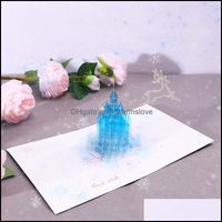Event Festive Party Supplies Home & Garden3D Stereo Creative Crystal Castle Wishes Gift Card Birthday Aessory Holiday Handmade Greeting Card