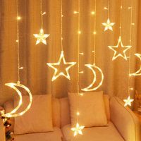 توينكل ستار / القمر خرافية ضوء جارلاند 12 أضواء الستار سلسلة ستارة لغرفة النوم رمضان عيد الميلاد عيد الميلاد الديكور الداخلي 211211