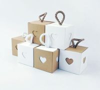 ハート型の窓の紙箱の箱の箱の窓のギフトラップキャンディーチョコレート包装白い茶色の正方形の結婚式の誕生日装飾